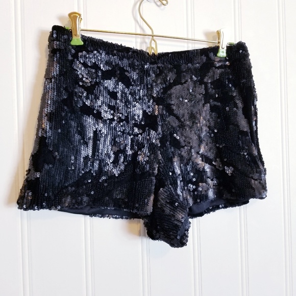 Topshop Pants - Topshop, Tall High Waist Velvet Sequin Shorts